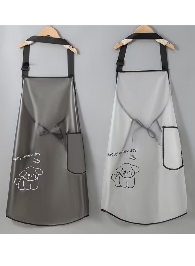 هابي هوم مريلة مطبخ من TPU – خفيفة الوزن، مقاومة للماء والزيوت وسهلة التنظيف، برسمة كلب كرتوني لطيف ونقشة مخططة، تصميم أنيق وتريندي يناسب أي ستايل، مثالية للطهي اليومي، غسيل المواعين، أشغال البيت، هدية رائعة لعيد الأم وربات المنازل 72*60 سم - Image 2